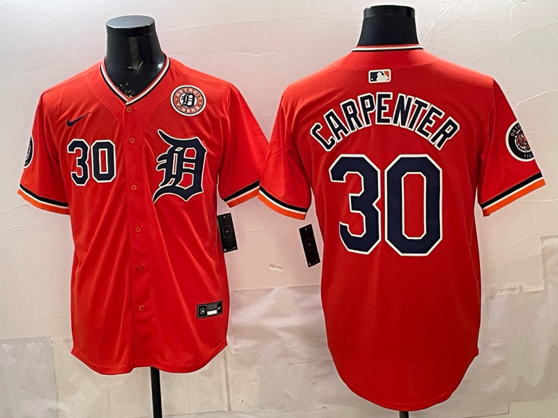 Men Detroit Tigers #30 Carpenter orange Game Nike MLB Jersey0321003->->MLB Jersey